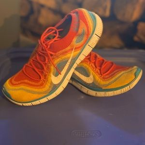 COPY - Size 11 MEN’S NIKE FREE RUN FLYKNIT “Team Orange Blue Glow” SNEAKERS